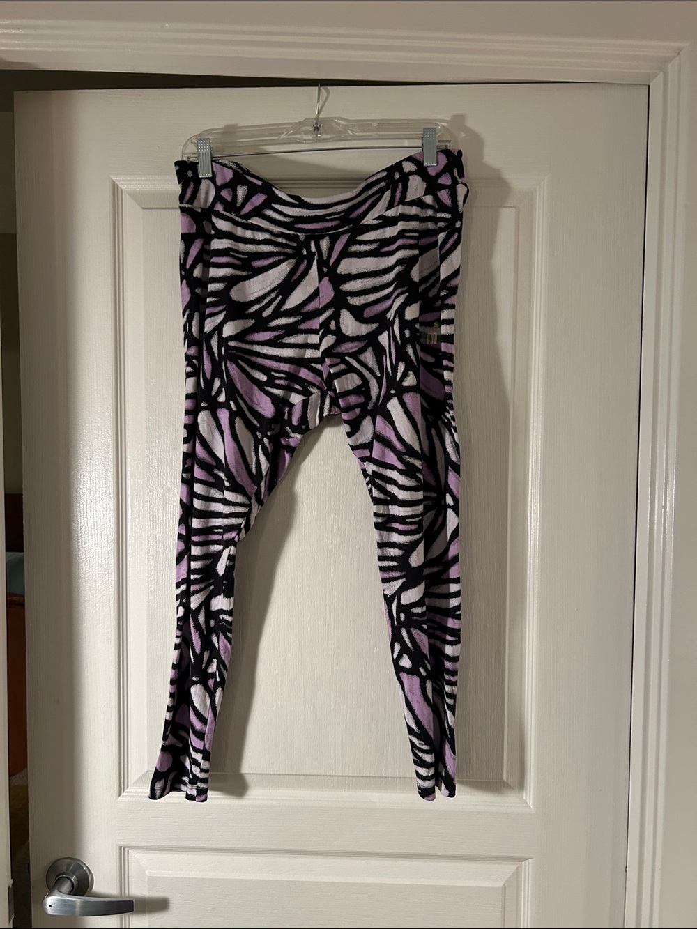 Puma Black and Light Purple Abstract Pattern Leggings